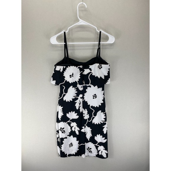 Guess Womens 8 Floral Embroidered Bodycon Dress Removable Straps Black White NWT - Picture 9 of 9